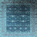 Square Machine Washable Oriental Light Blue Industrial Rug, wshurb2095lblu