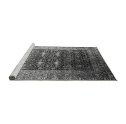 Sideview of Machine Washable Oriental Gray Industrial Rug, wshurb2095gry