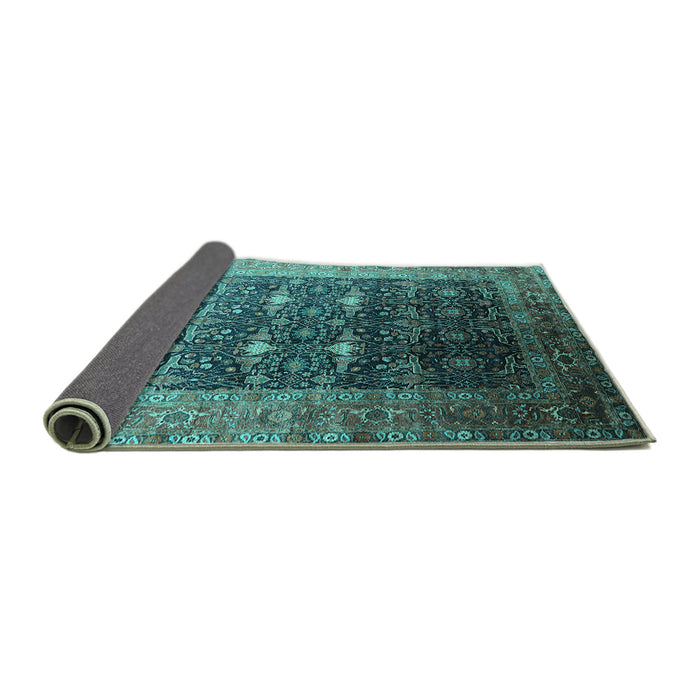 Sideview of Oriental Turquoise Industrial Rug, urb2095turq