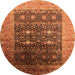 Round Oriental Orange Industrial Rug, urb2095org