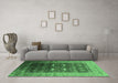 Machine Washable Oriental Emerald Green Industrial Area Rugs in a Living Room,, wshurb2095emgrn