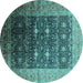 Round Oriental Turquoise Industrial Rug, urb2095turq