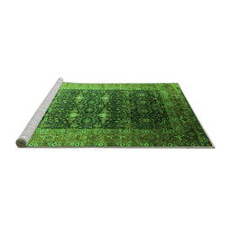 Sideview of Machine Washable Oriental Green Industrial Area Rugs, wshurb2095grn