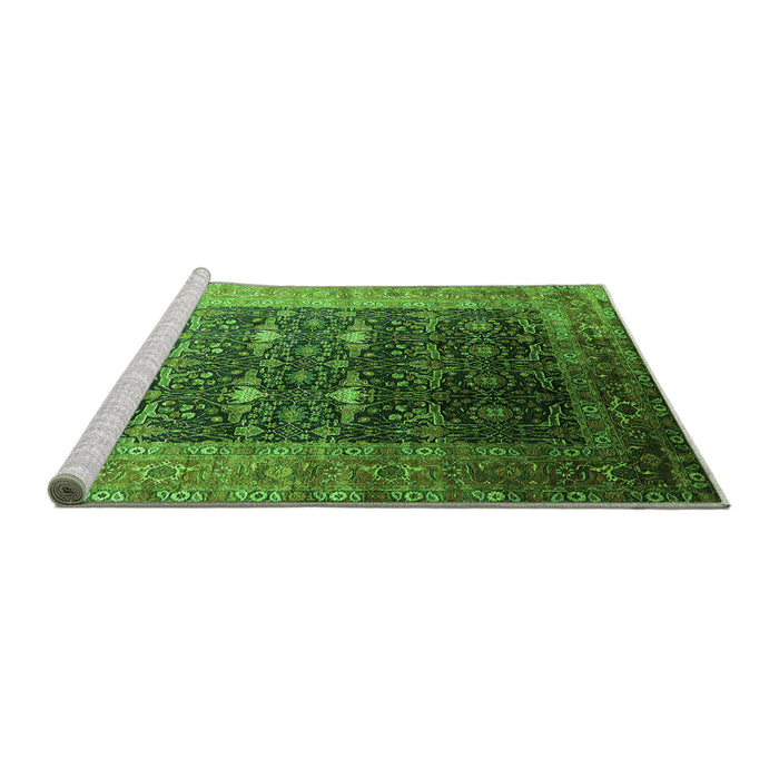 Sideview of Machine Washable Oriental Green Industrial Area Rugs, wshurb2095grn