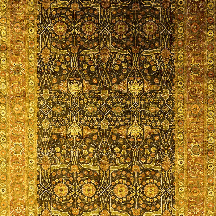 Machine Washable Oriental Yellow Industrial Rug, wshurb2095yw