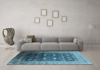 Machine Washable Oriental Light Blue Industrial Rug, wshurb2095lblu