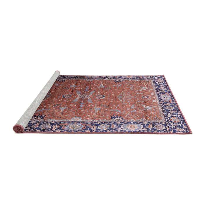 Sideview of Machine Washable Industrial Modern Pink Brown Pink Rug, wshurb2096