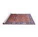 Sideview of Machine Washable Industrial Modern Pink Brown Pink Rug, wshurb2096