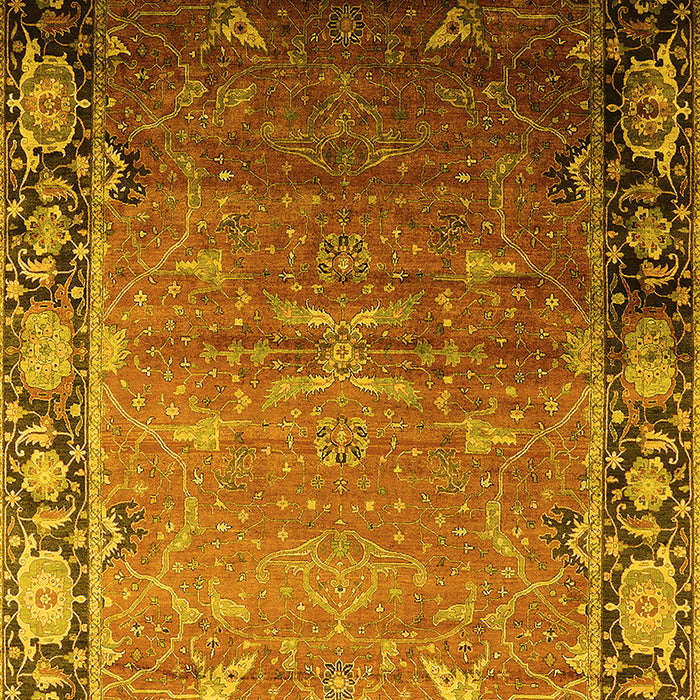 Machine Washable Oriental Yellow Industrial Rug, wshurb2096yw