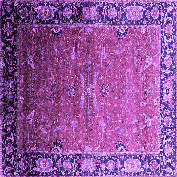 Square Machine Washable Oriental Purple Industrial Area Rugs, wshurb2096pur
