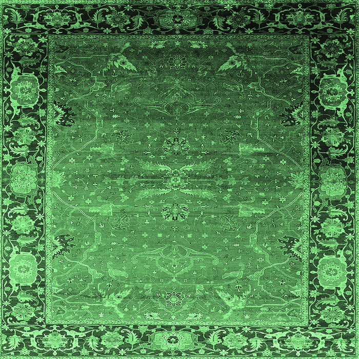Square Oriental Emerald Green Industrial Rug, urb2096emgrn