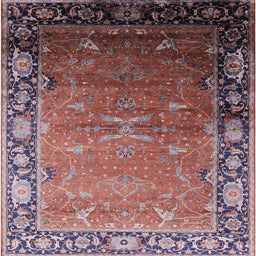 Square Machine Washable Industrial Modern Pink Brown Pink Rug, wshurb2096