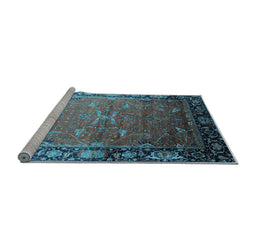 Sideview of Machine Washable Oriental Light Blue Industrial Rug, wshurb2096lblu