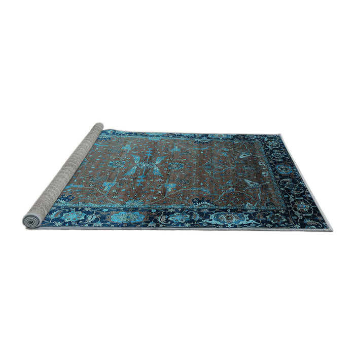 Sideview of Machine Washable Oriental Light Blue Industrial Rug, wshurb2096lblu