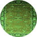 Round Oriental Green Industrial Rug, urb2096grn