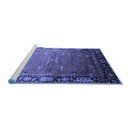 Sideview of Machine Washable Oriental Blue Industrial Rug, wshurb2096blu