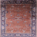 Square Mid-Century Modern Pink Brown Pink Oriental Rug, urb2096