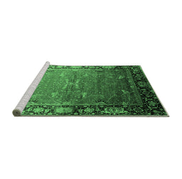 Sideview of Machine Washable Oriental Emerald Green Industrial Area Rugs, wshurb2096emgrn