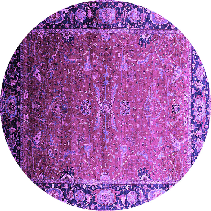 Round Machine Washable Oriental Purple Industrial Area Rugs, wshurb2096pur