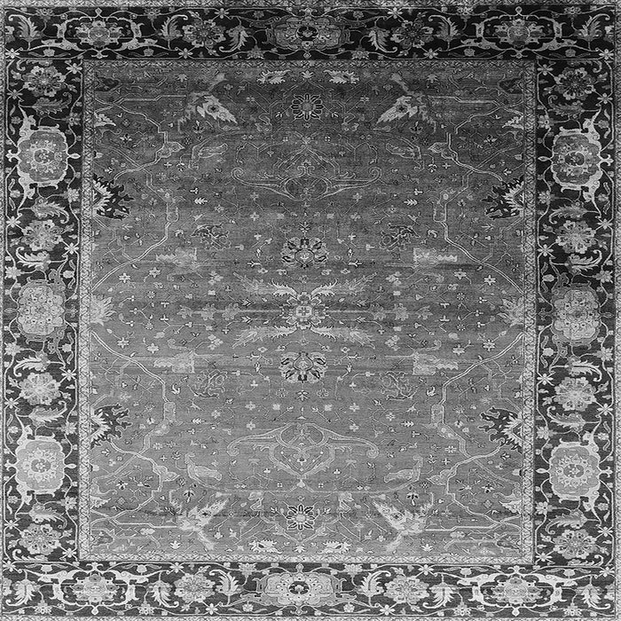 Square Machine Washable Oriental Gray Industrial Rug, wshurb2096gry