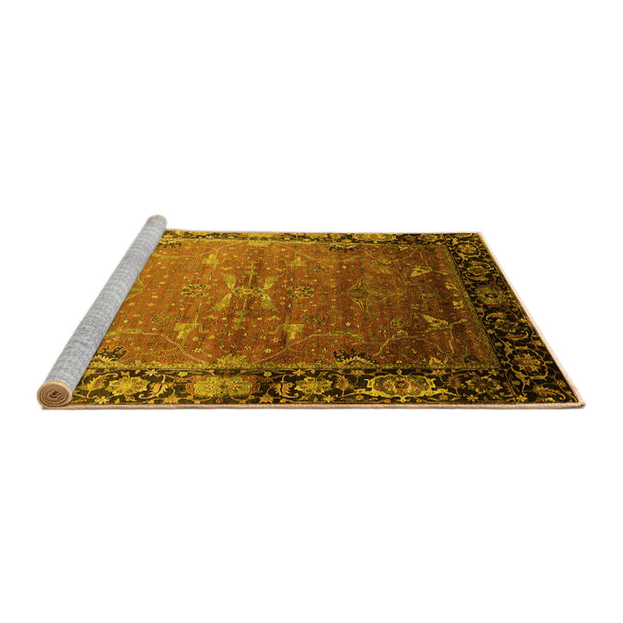 Sideview of Machine Washable Oriental Yellow Industrial Rug, wshurb2096yw