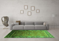 Machine Washable Oriental Green Industrial Rug, wshurb2096grn