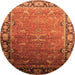 Round Oriental Orange Industrial Rug, urb2096org