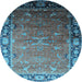 Round Oriental Light Blue Industrial Rug, urb2096lblu