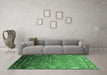 Machine Washable Oriental Emerald Green Industrial Area Rugs in a Living Room,, wshurb2096emgrn