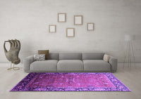 Machine Washable Oriental Purple Industrial Rug, wshurb2096pur