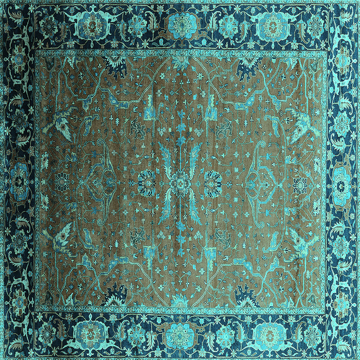Square Oriental Turquoise Industrial Rug, urb2096turq