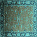 Square Oriental Turquoise Industrial Rug, urb2096turq