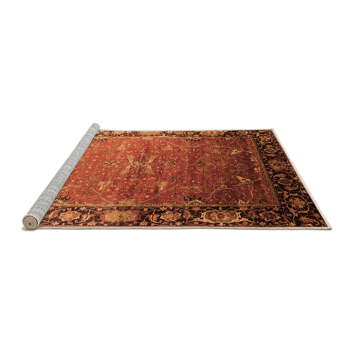Sideview of Machine Washable Oriental Orange Industrial Area Rugs, wshurb2096org