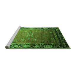 Sideview of Machine Washable Oriental Green Industrial Area Rugs, wshurb2096grn