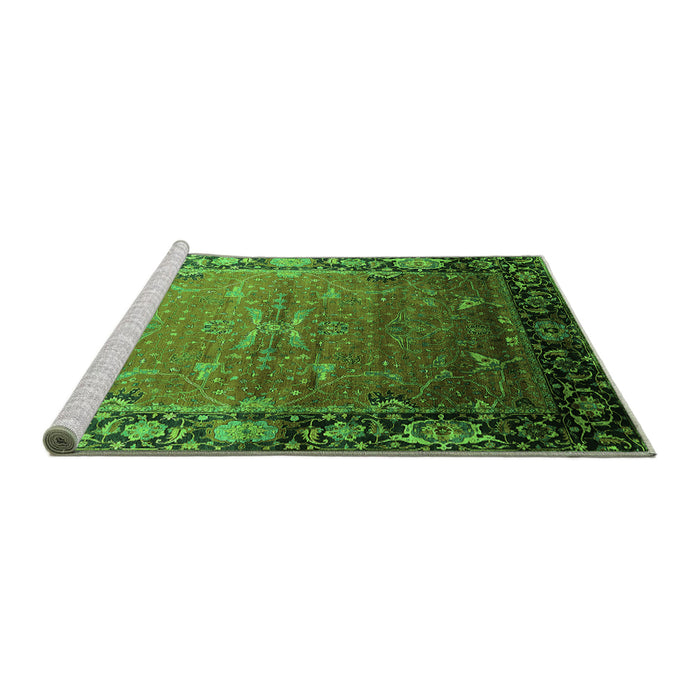 Sideview of Machine Washable Oriental Green Industrial Area Rugs, wshurb2096grn