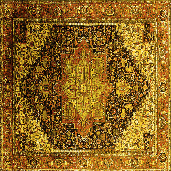 Square Oriental Yellow Industrial Rug, urb2097yw