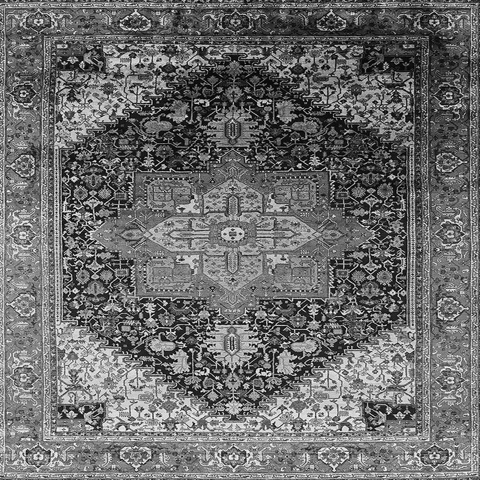 Square Machine Washable Oriental Gray Industrial Rug, wshurb2097gry
