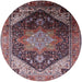 Round Machine Washable Industrial Modern Rosy Brown Pink Rug, wshurb2097