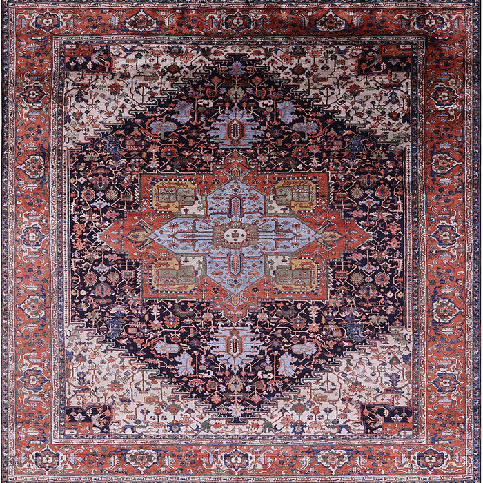 Square Mid-Century Modern Rosy Brown Pink Oriental Rug, urb2097