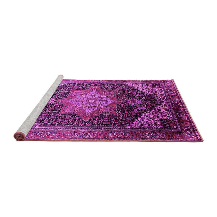 Sideview of Machine Washable Oriental Pink Industrial Rug, wshurb2097pnk