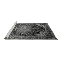 Sideview of Machine Washable Oriental Gray Industrial Rug, wshurb2097gry