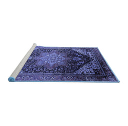 Sideview of Machine Washable Oriental Blue Industrial Rug, wshurb2097blu