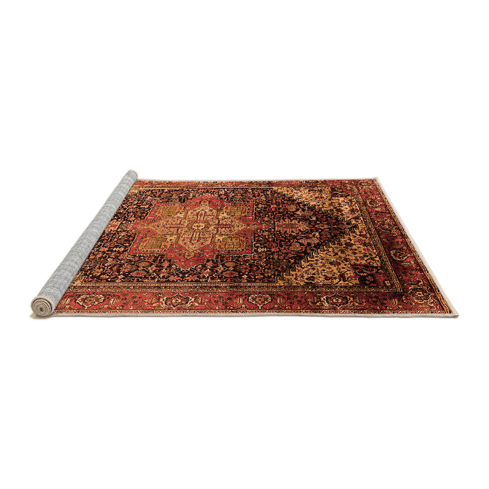 Sideview of Machine Washable Oriental Orange Industrial Area Rugs, wshurb2097org
