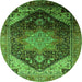 Round Oriental Green Industrial Rug, urb2097grn