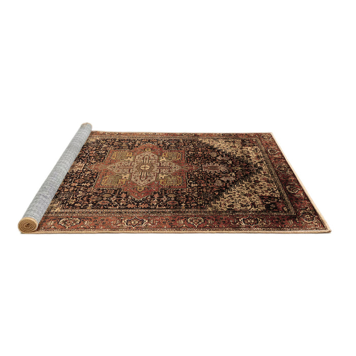 Sideview of Machine Washable Oriental Brown Industrial Rug, wshurb2097brn