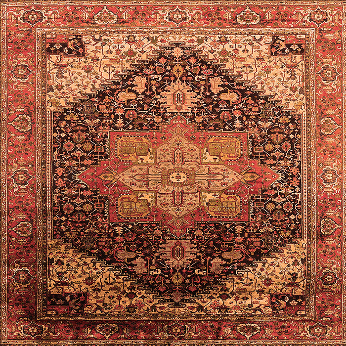 Square Machine Washable Oriental Orange Industrial Area Rugs, wshurb2097org
