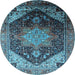 Round Oriental Light Blue Industrial Rug, urb2097lblu