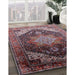 Mid-Century Modern Rosy Brown Pink Oriental Rug in Family Room, urb2097