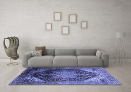 Machine Washable Oriental Blue Industrial Rug in a Living Room, wshurb2097blu