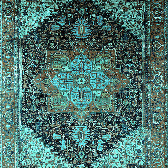 Machine Washable Oriental Turquoise Industrial Area Rugs, wshurb2097turq